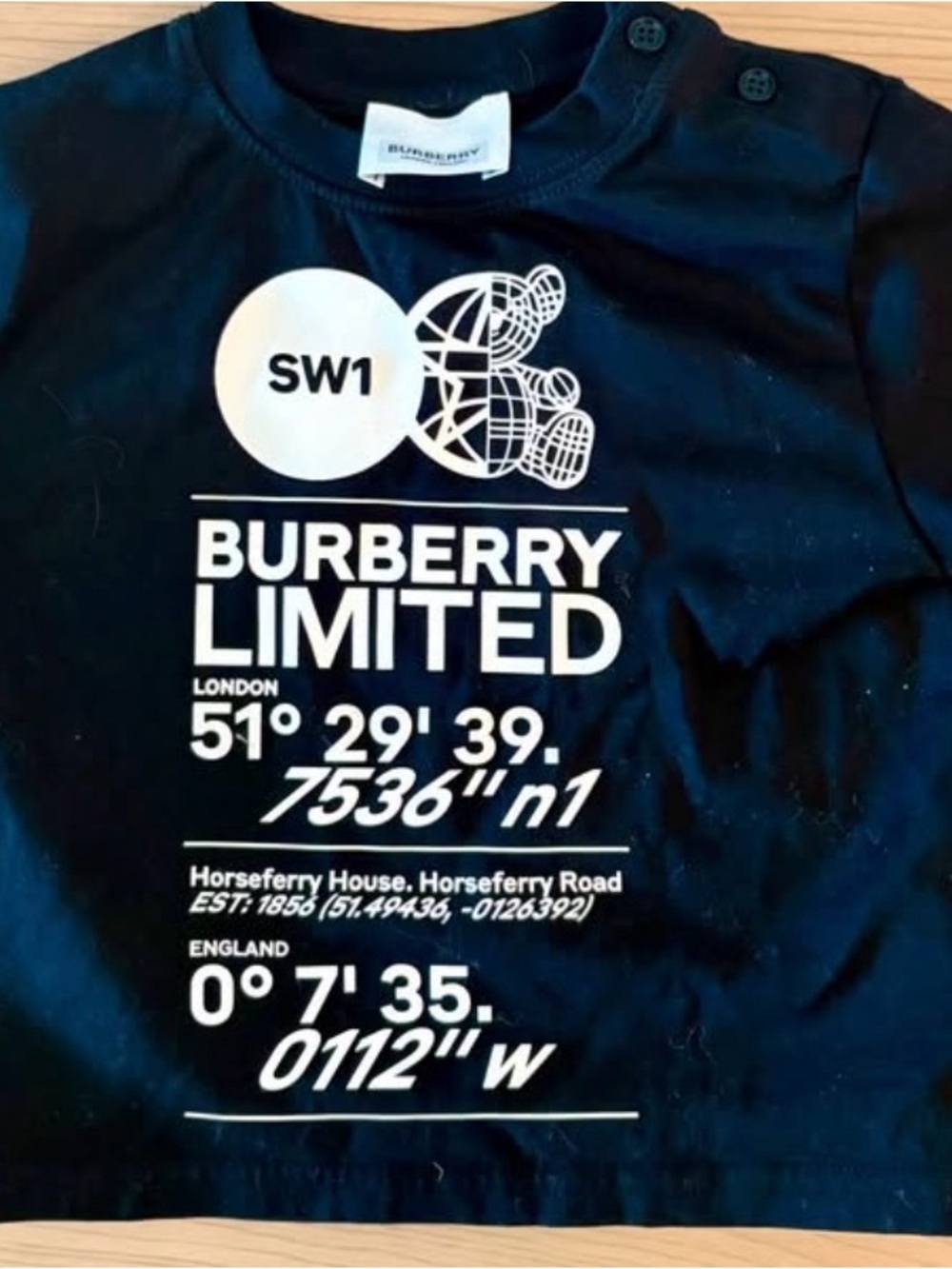 Burberry Black Tee with White Graphic Logo Print